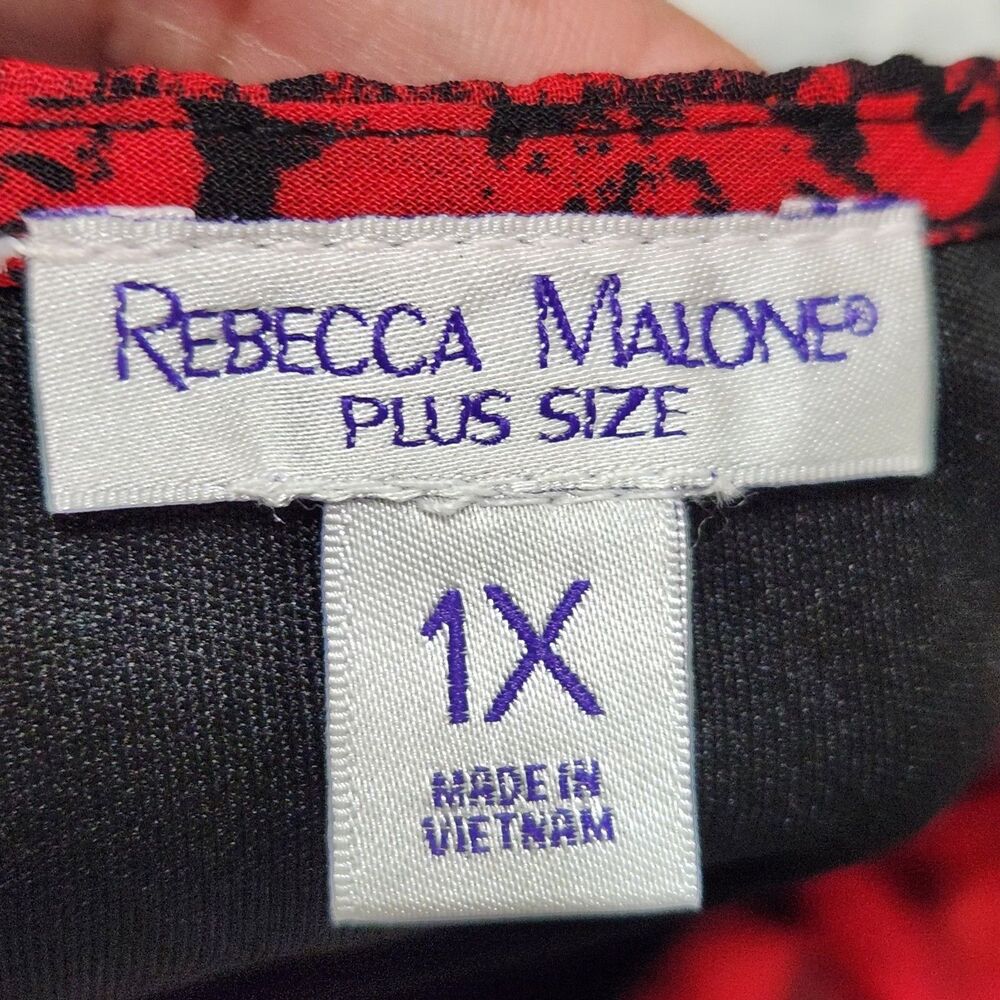 Rebecca Malone Blouse Size 1X Black Red Color Poncho Attached - Picture 12 of 16